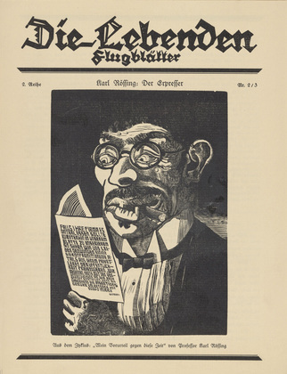 Karl Rössing. The Racketeer (Der Erpresser) (in-text plate, title page) from the periodical Die Lebenden, vol. 2, no. 2/3 (Dec 1928). 1928  (print executed 1927)
