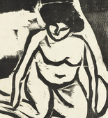 Ernst Ludwig Kirchner. Nude Girl in the Bath (Nacktes Mädchen im Bad). (1909)