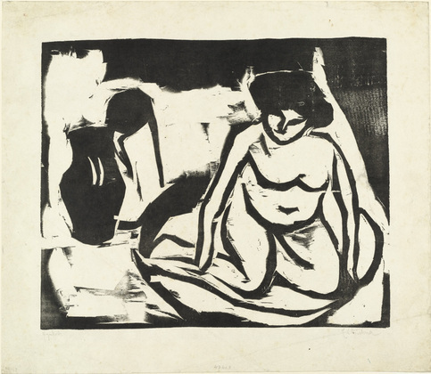 Ernst Ludwig Kirchner. Nude Girl in the Bath (Nacktes Mädchen im Bad). (1909)