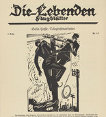 Sella Hasse. Telegraph Workers (Telegrafenarbeiter) (in-text plate, title page) from the periodical Die Lebenden, vol. 3, no. 1/2 (Feb 1930). 1930 (print executed 1929)