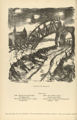 Franz Heckendorf. Battle on the Angerapp (Kampf an der Angerapp) (headpiece, p. 126) from the periodical Kriegszeit. Künstlerflugblätter, vol. 1, no. 31 (17 March 1915). 1915