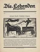Gerhard Marcks. Mythical Chariot (Mythisches Gespann) (in-text plate, title page) from the periodical Die Lebenden, vol. 1, no. 2. 1924 (print executed 1922)