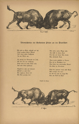 August Gaul. Victory (Sieg) (tailpiece, p. 10) from the periodical Kriegszeit. Künstlerflugblätter, vol. 1, no. 3 (16 Sept 1914). 1914