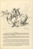 Max Liebermann. Cavalry Battle (Reiterkampf) (headpiece, p. 133) from the periodical Kriegszeit. Künstlerflugblätter, vol. 1, no. 33 (31 March 1915). 1915