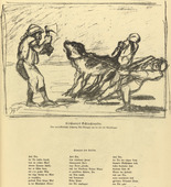 Max Slevogt. Kitchener’s Sacrifice (Kitcheners Schlachtopfer) (headpiece, p. 137) from the periodical Kriegszeit. Künstlerflugblätter, vol. 1, no. 34 (7 April 1915). 1915