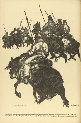 Kurt Schäfer. In the Snowstorm (Im Schneesturm) (plate, p. 138) from the periodical Kriegszeit. Künstlerflugblätter, vol. 1, no. 34 (7 April 1915). 1915