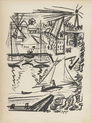 Max Pechstein. Harbor (Fischerhafen) (plate, preceding title page) from Jahrbuch der jungen Kunst, vol. 1. 1920
