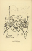 Erich Büttner. Drafted (Self-Portrait) [Einberufen (Selbstbildnis)] (plate, p. 140) from the periodical Kriegszeit. Künstlerflugblätter, vol. 1, no. 35 (14 April 1915). 1915