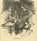 Fritz Rhein. In the Bomb Shelter (Im Alarmkeller) (plate, p. 141) from the periodical Kriegszeit. Künstlerflugblätter, vol. 1, no. 35 (14 April 1915). 1915