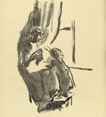 Hedwig Weiss. Women in Wartime (Wife and Child of a Sergeant) [Women in Wartime (Frau und Kind eines Unteroffiziers)] (headpiece, p. 144) from the periodical Kriegszeit. Künstlerflugblätter, vol. 1, no. 36 (21 April 1915). 1915