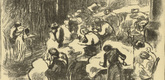 Hedwig Weiss. War Sewing Room (Kriegsnähstube) (headpiece, p. 146) from the periodical Kriegszeit. Künstlerflugblätter, vol. 1, no. 36 (21 April 1915). 1915