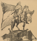 Heinrich Hübner. In the Dust with All Enemies of Brandenburg (In Staub mit allen Feinden Brandenburgs) (in-text plate p. 12) from the periodical Kriegszeit. Künstlerflugblätter, vol. 1, no. 3 (16 Sept 1914). 1914