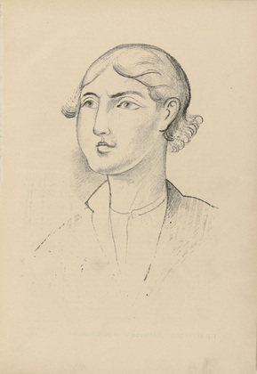 Othon Coubine (or Otakar Kubin). Head of a Girl (Mädchenkopf) (plate, preceding p. 1) from Jahrbuch der jungen Kunst, vol. 4. 1923