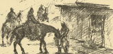 Hans Meid. Cavalry Patrol (Kavallerie-Patrouille) (headpiece, p. 148) from the periodical Kriegszeit. Künstlerflugblätter, vol. 1, no. 37 (28 April 1915). 1915
