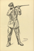 Max Liebermann. Infantryman Shooting (Schiessender Infanterist) (plate, p. 149) from the periodical Kriegszeit. Künstlerflugblätter, vol. 1, no. 37 (28 April 1915). 1915