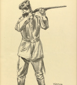 Max Liebermann. Infantryman Shooting (Schiessender Infanterist) (plate, p. 149) from the periodical Kriegszeit. Künstlerflugblätter, vol. 1, no. 37 (28 April 1915). 1915