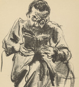 Max Liebermann. Man Reading (Lesender Mann) (plate, after title page) from the yearbook Unser Weg 1919. 1918