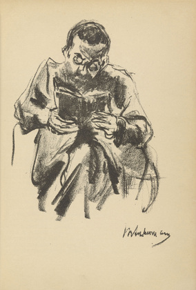 Max Liebermann. Man Reading (Lesender Mann) (plate, after title page) from the yearbook Unser Weg 1919. 1918