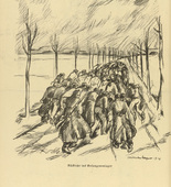 Wilhelm Wagner. Return to the Prison Camp (Rückkehr ins Gefangenenlager) (in-text plate, p. 150) from the periodical Kriegszeit. Künstlerflugblätter, vol. 1, no. 37 (28 April 1915). 1915
