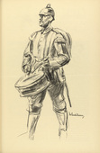 Max Liebermann. Infantry Drummer (Trommelnder Infanterist) (plate, p. 153) from the periodical Kriegszeit. Künstlerflugblätter, vol. 1, no. 38 (5 May 1915). 1915