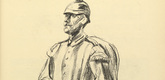 Max Liebermann. Infantry Drummer (Trommelnder Infanterist) (plate, p. 153) from the periodical Kriegszeit. Künstlerflugblätter, vol. 1, no. 38 (5 May 1915). 1915