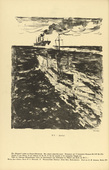 Ulrich Hübner. Hurray for the U-5 (U-5 hurra!) (in-text plate, p. 154) from the periodical Kriegszeit. Künstlerflugblätter, vol. 1, no. 38 (5 May 1915). 1915