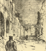 Hans Meid. Street in Kalisz (Straße in Kalisch) (plate, p. 156) from the periodical Kriegszeit. Künstlerflugblätter, vol. 1, no. 39 (12 May 1915). 1915