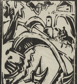 Bernhard Klein. The Rider on the Bridge (Der Reiter auf der Brücke) (plate, page 10) from the periodical Der schwarze Turm, vol. 1, no. 2 (Apr 1919). 1919
