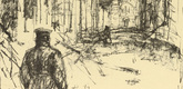 Hans Meid. Street in Kalisz (Straße in Kalisch) (plate, p. 156) from the periodical Kriegszeit. Künstlerflugblätter, vol. 1, no. 39 (12 May 1915). 1915