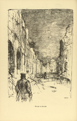 Hans Meid. Street in Kalisz (Straße in Kalisch) (plate, p. 156) from the periodical Kriegszeit. Künstlerflugblätter, vol. 1, no. 39 (12 May 1915). 1915