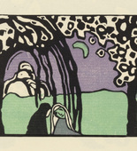 Vasily Kandinsky. Two Women in Moonlit Landscape (Zwei Frauen in Mondlandschaft) (plate, folio 12) from Klänge (Sounds). (1913)
