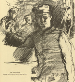 Fritz Rhein. In the Foxhole (Im Unterstand) (headpiece, p. 157) from the periodical Kriegszeit. Künstlerflugblätter, vol. 1, no. 39 (12 May 1915). 1915