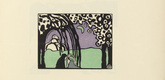 Vasily Kandinsky. Two Women in Moonlit Landscape (Zwei Frauen in Mondlandschaft) (plate, folio 12) from Klänge (Sounds). (1913)