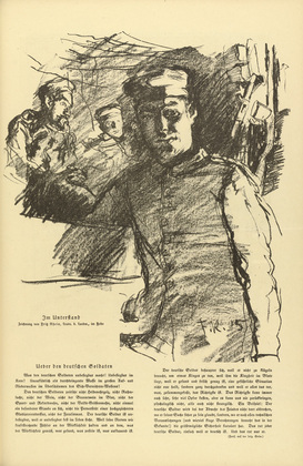 Fritz Rhein. In the Foxhole (Im Unterstand) (headpiece, p. 157) from the periodical Kriegszeit. Künstlerflugblätter, vol. 1, no. 39 (12 May 1915). 1915