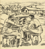 Wilhelm Wagner. Target Practice (Schießübung) (in-text plate, p. 159) from the periodical Kriegszeit. Künstlerflugblätter, vol. 1, no. 40 (27 May 1915). 1915