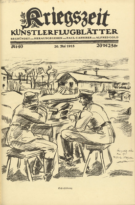 Wilhelm Wagner. Target Practice (Schießübung) (in-text plate, p. 159) from the periodical Kriegszeit. Künstlerflugblätter, vol. 1, no. 40 (27 May 1915). 1915