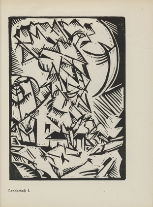 Georg Tappert. Landscape I (Landschaft I) (plate, page 5) from the periodical Der schwarze Turm, vol. 1, no. 3 (July 1919). 1919