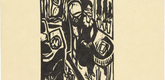 Ernst Ludwig Kirchner. Canoness at the Sewing Table (Stiftsfräulein am Nähtisch) from the illustrated book Das Stiftsfräulein und der Tod (The Canoness and Death). (1912, published 1913)