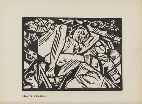 Georg Tappert. Sleeping Girl (Schlafendes Mädchen) (plate, page 8) from the periodical Der schwarze Turm, vol. 1, no. 3 (July 1919). 1919