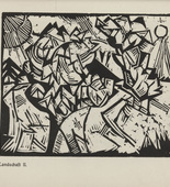 Georg Tappert. Landscape II (Landschaft II) (plate, page 9) from the periodical Der schwarze Turm, vol. 1, no. 3 (July 1919). 1919