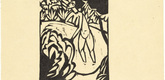 Ernst Ludwig Kirchner. The Canoness in the Lake (Das Stiftsfräulein im See) from the illustrated book  Das Stiftsfräulein und der Tod (The Canoness and Death). (1912, published 1913)