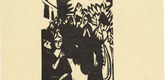 Ernst Ludwig Kirchner. Canoness in the Garden (Das Stiftsfräulein im Garten) from the illustrated book Das Stiftsfräulein und der Tod (The Canoness and Death). (1912, published 1913)