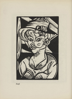 Georg Tappert. Head (Kopf) (plate, page 10) from the periodical Der schwarze Turm, vol. 1, no. 3 (July 1919). 1919