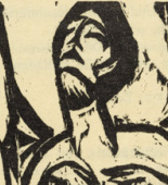 Ernst Ludwig Kirchner. Dying Old Maid (Sterbendes altes Fräulein) from the illustrated book Das Stiftsfräulein und der Tod (The Canoness and Death). (1912, published 1913)