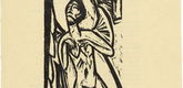 Ernst Ludwig Kirchner. Dying Old Maid (Sterbendes altes Fräulein) from the illustrated book Das Stiftsfräulein und der Tod (The Canoness and Death). (1912, published 1913)
