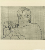 Egon Schiele. Portrait of Arthur Roessler (Bildnis Arthur Roessler) from The Graphic Work of Egon Schiele (Das Graphische Werk von Egon Schiele). (1914, published 1922)