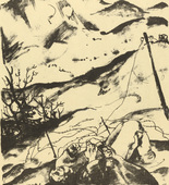 Willy Jaeckel. Carpathian Mountains (Karpathen) (headpiece, p. 169) from the periodical Kriegszeit. Künstlerflugblätter, vol. 1, no. 42 (2 June 1915). 1915