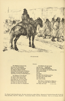 Hans Meid. Street Watch (Straßenwache) (headpiece, p. 170) from the periodical Kriegszeit. Künstlerflugblätter, vol. 1, no. 42 (2 June 1915). 1915