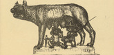August Gaul. Roman She-Wolf (Römische Wölfin) (in-text plate, p. 171) from the periodical Kriegszeit. Künstlerflugblätter, vol. 1, no. 43 (9 June 1915). 1915