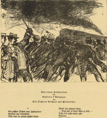 Hans Meid. From the Life of a Hero (Aus einem Heldenleben) (headpiece, p. 172) from the periodical Kriegszeit. Künstlerflugblätter, vol. 1, no. 43 (9 June 1915). 1915